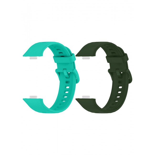 CATANES 2Packs Wristband for Huawei Watch Fit 3/Fit 4/Fit 4 Pro Bands, Silicone Bracelet Quick Release Arm Band, Replacement Smartwatch Band Quick Release Sport Straps - Green Aqua