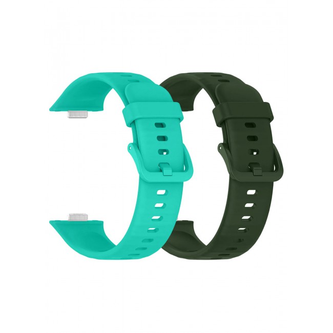 CATANES 2Packs Wristband for Huawei Watch Fit 3/Fit 4/Fit 4 Pro Bands, Silicone Bracelet Quick Release Arm Band, Replacement Smartwatch Band Quick Release Sport Straps - Green Aqua