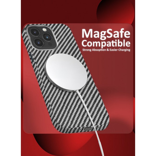 CATANES Case for iPhone 15 Pro Max Premium Carbon Fiber Texture Slim – Ultra-Thin Protective Cover with Sleek Matte Finish and Enhanced Grip Silver/Black