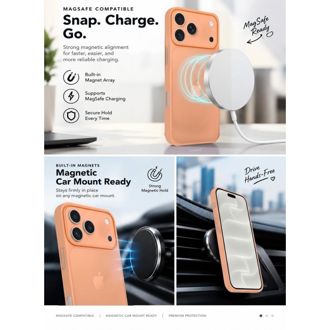 CATANES Air Skin Frosted Matte Case for iPhone 18 Pro Max with Camera Frame Protection - Stylish Ultra Slim Back Cover - Cosmic Orange