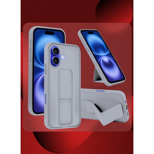 CATANES ( for iPhone 16 Plus ) Case Premium PU Case with Stand Function Shockproof Finger Grip Case Cover / Grey