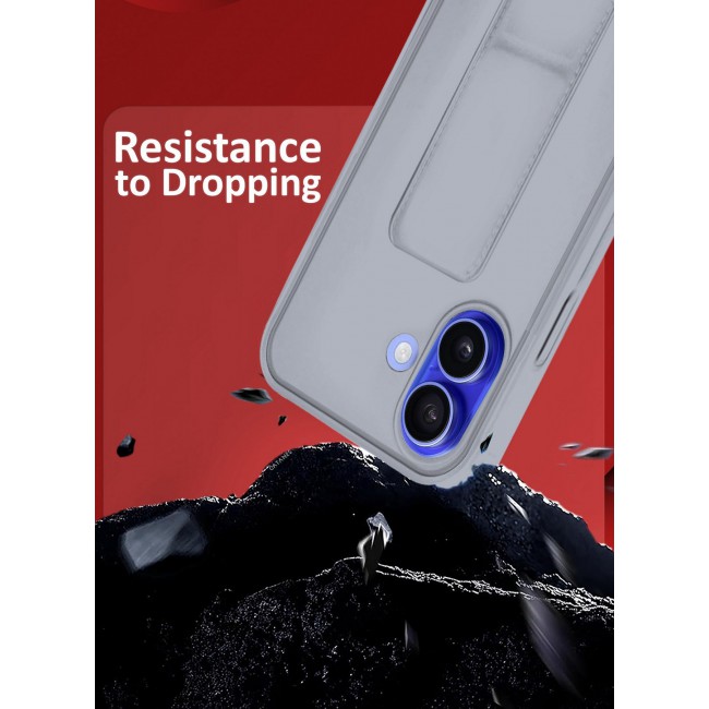 CATANES ( for iPhone 16 Plus ) Case Premium PU Case with Stand Function Shockproof Finger Grip Case Cover / Grey