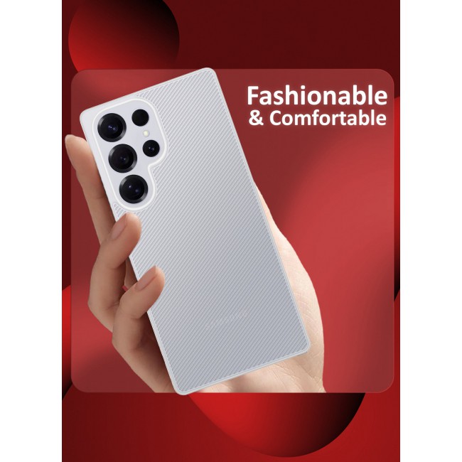 CATANES ( for Galaxy S25 Ultra )2Packs, Case Air Skin Line Design Back Cover Sturdy Durable Ultra-Thin Case Drop Protection Cover Clear with Shock Proof Screen Protector- White