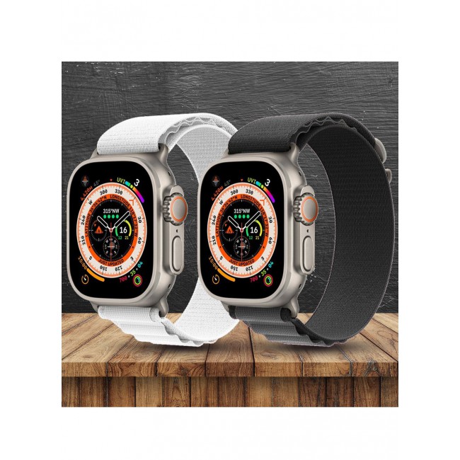 CATANES 2 Pack For Apple Watch Band 49mm 45mm 44mm 42mm Alpine Loop Band Women Men Adjustable with Metal G-Hook Strap for iWatch Ultra Series SE 8/7/6/5/4/3/2/1 Black/White