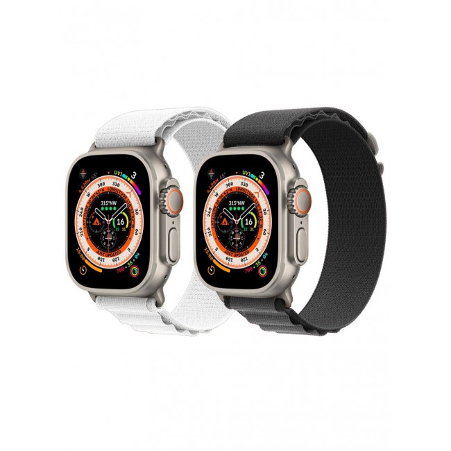 CATANES 2 Pack For Apple Watch Band 49mm 45mm 44mm 42mm Alpine Loop Band Women Men Adjustable with Metal G-Hook Strap for iWatch Ultra Series SE 8/7/6/5/4/3/2/1 Black/White