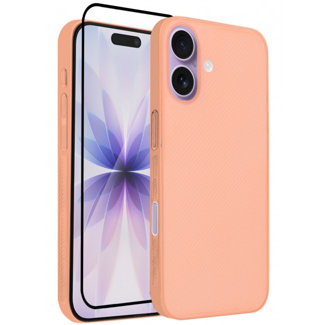 CATANES 2 Packs Case Cover for iPhone 17 - Sturdy Durable Ultra-Thin Case - Air Skin Line Design Transparent Back Cover - Drop Protection Cover with 3D Screen Protector - Cosmic Orange
