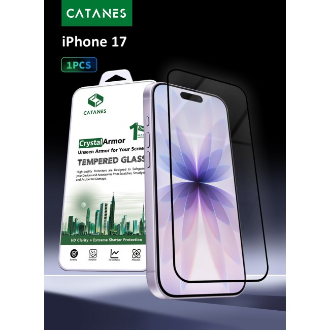 CATANES Screen Protector for iPhone 17 - 3D Full Coverage 9H Tempered Glass Bubble-Free Installation High Protection Scratch Resistant