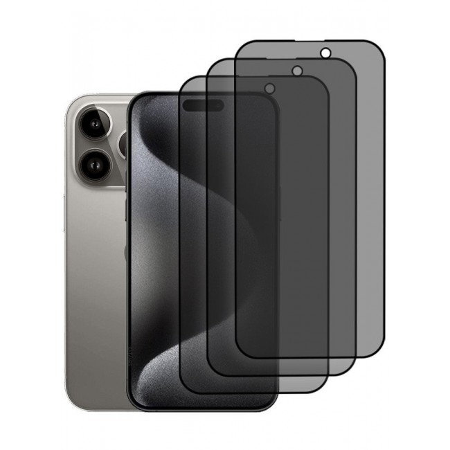 CATANES [iPhone 15 Pro Max] 3 Pack Privacy Screen Protector 9H Full Coverage Screen Tempered Glass Anti-Spy Bubble Free Case Friendly Screen Protector