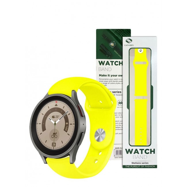 CATANES Samsung Galaxy Watch 5 Band Galaxy Watch 5 Pro Band Replacement Silicone Strap 20mm Smart Watch Wristband Compatible with Galaxy Watch5 (44mm/40mm) Galaxy Watch5 Pro (45mm) Bright Yellow