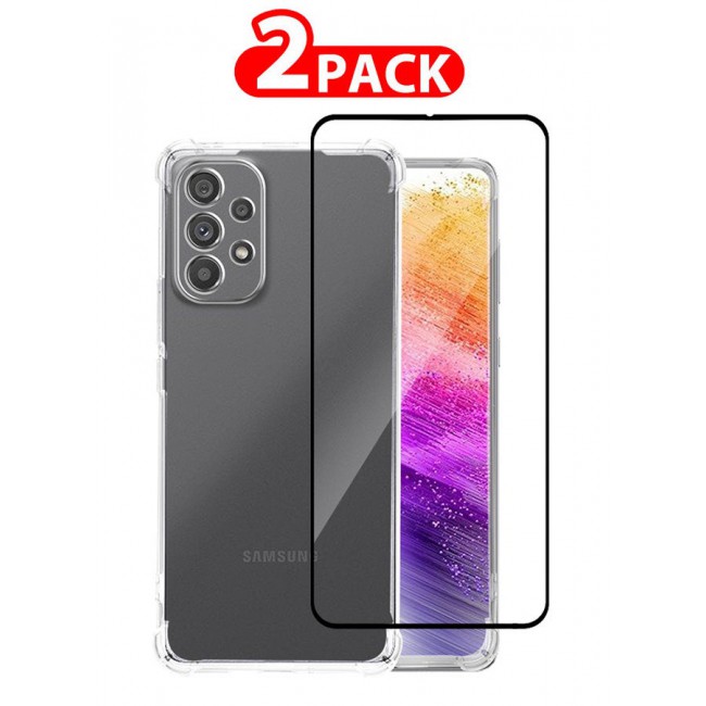 CATANES 2 Pack For Samsung Galaxy A73 Case and Screen Protector Ultra Thin TPU Gel Mobile Phone Flexible TPU Shockproof Anti-Scratch Bumper Transparent Cover