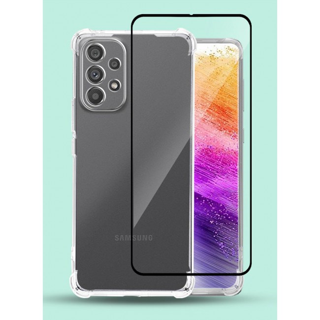 CATANES 2 Pack For Samsung Galaxy A73 Case and Screen Protector Ultra Thin TPU Gel Mobile Phone Flexible TPU Shockproof Anti-Scratch Bumper Transparent Cover