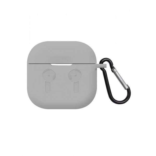 CATANES ( for Airpods 4 2024 ) Case Soft Silicone Elegant Cover with Keychain / Light Grey Color