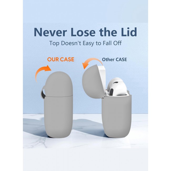 CATANES ( for Airpods 4 2024 ) Case Soft Silicone Elegant Cover with Keychain / Light Grey Color