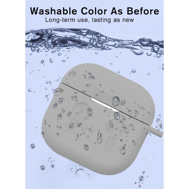 CATANES ( for Airpods 4 2024 ) Case Soft Silicone Elegant Cover with Keychain / Light Grey Color