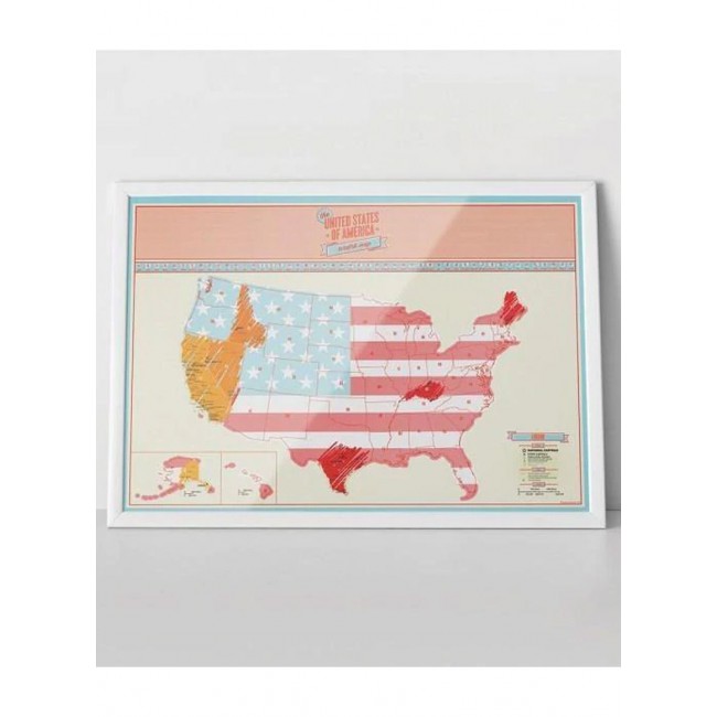 MARGOUN Scratch Off Map of The United Stated of America USA Travel Map Wall Poster