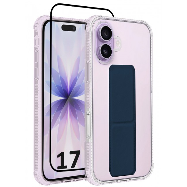 CATANES 2 Packs Finger Grip Clear Case Cover for iPhone 17- Kickstand Car Magnetic Holder Multi-function Protective Two-in-one Case with 3D Screen Protector - Dark Blue