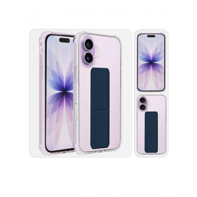 CATANES 2 Packs Finger Grip Clear Case Cover for iPhone 17- Kickstand Car Magnetic Holder Multi-function Protective Two-in-one Case with 3D Screen Protector - Dark Blue