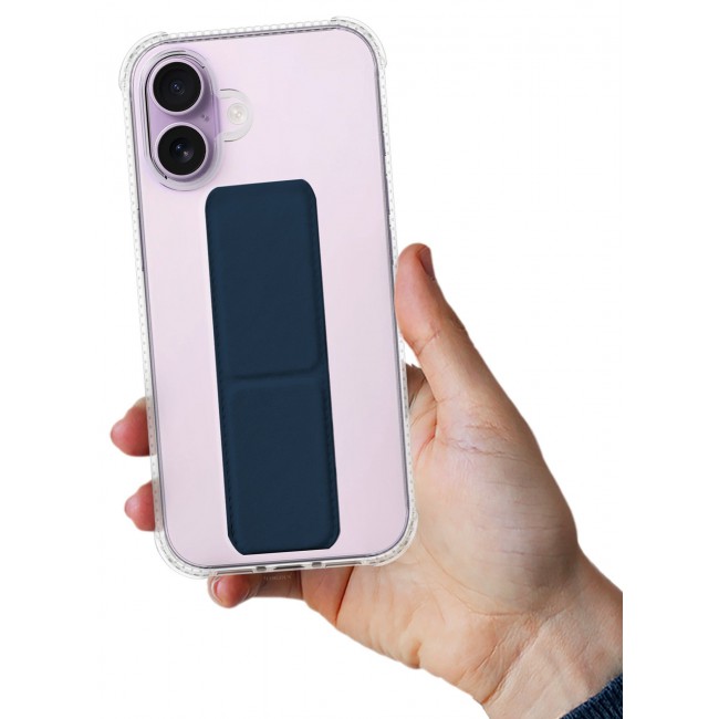 CATANES 2 Packs Finger Grip Clear Case Cover for iPhone 17- Kickstand Car Magnetic Holder Multi-function Protective Two-in-one Case with 3D Screen Protector - Dark Blue