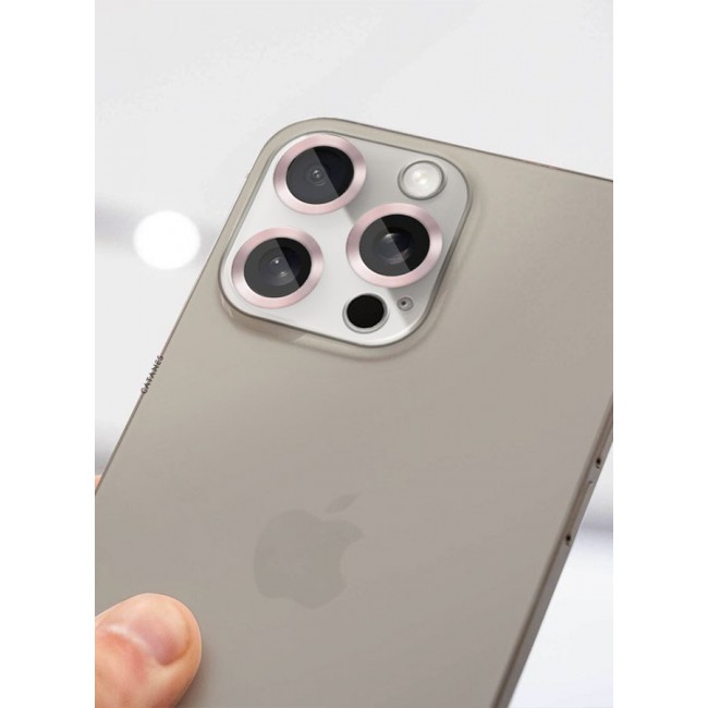 CATANES Camera Lens Protector for Apple iPhone 15 Pro Tempered Glass 9H Hardness Ultra HD Anti-Scratch Easy to Install Case Friendly Full Coverage Guard Rose Gold