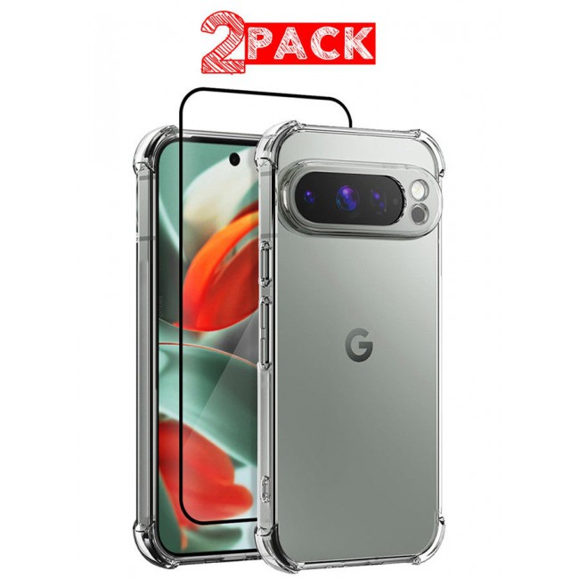 CATANES (for Google Pixel 9 Pro XL) 2 Packs TPU Case and Screen Protector Shockproof Soft TPU Bumper and Hard PC Back Case Anti-Scratch,Drop Protection,Slim Fit Gorilla Case Cover