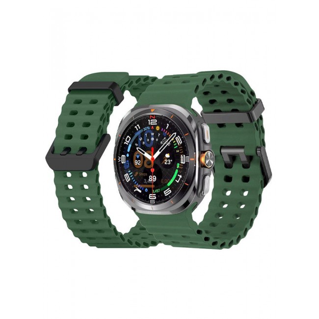 CATANES (for Samsung Galaxy Watch 7 Ultra 47mm) Silicone Band Soft Ocean Silicone Sport Strap Replacement Accessory Green