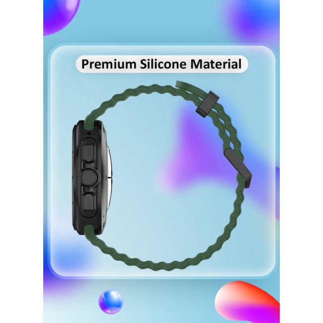 CATANES (for Samsung Galaxy Watch 7 Ultra 47mm) Silicone Band Soft Ocean Silicone Sport Strap Replacement Accessory Green