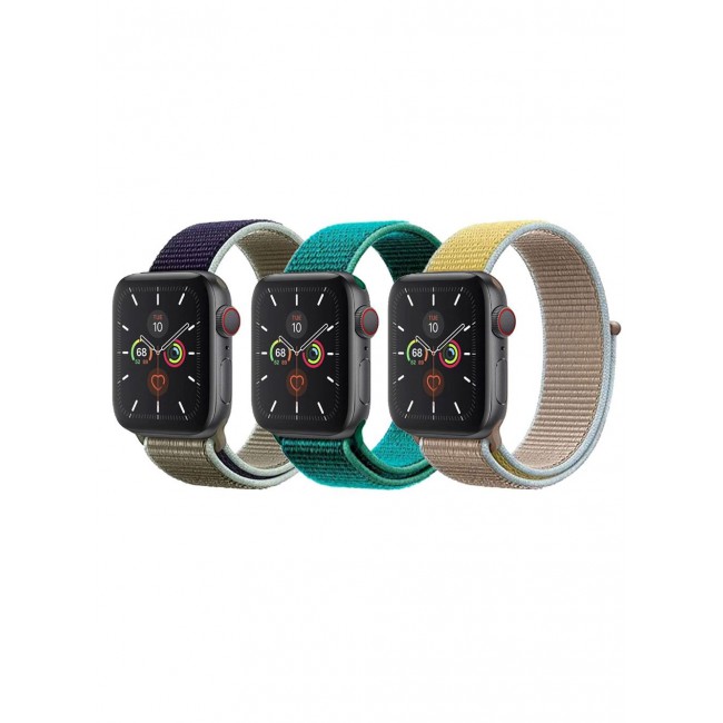 CATANES 3 Pack For Apple Watch 41mm 40mm 38mm Nylon Sport Loop Band Compatible With iWatch Series 7 SE 6 5 4 3 2 1 Men Women Braided Stretchy Nylon Loop Bands