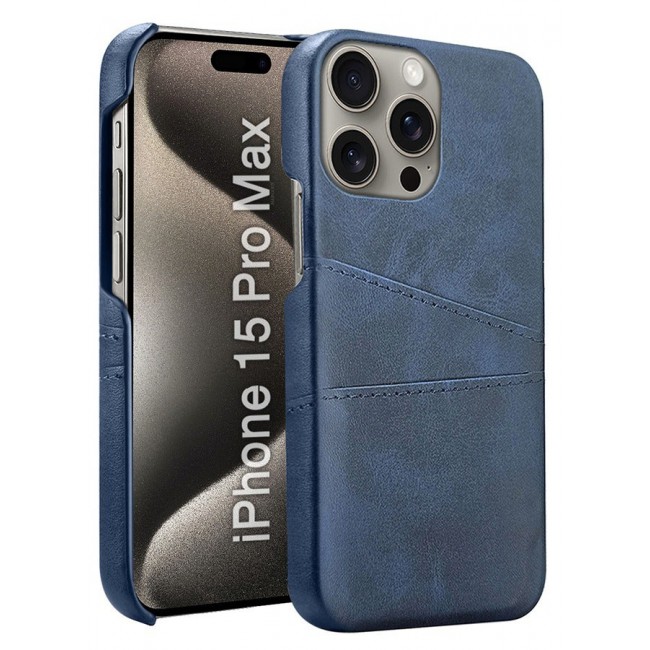 CATANES iPhone 15 Pro Max Case Cover Leather with Card Holder for Men Women Phone Case - Blue