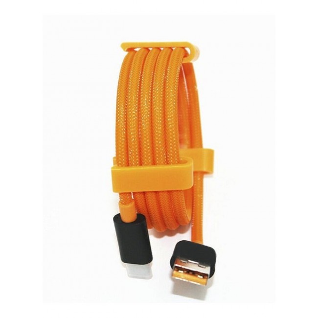 CATANES USB Type-C Cable Quick Charge 30W Nylon Braided Tangle-Free Charge and Sync Cable 100cm Orange/Black