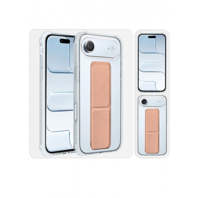 CATANES 2 Packs Finger Grip Clear Case Cover for iPhone 17 Air- Kickstand Car Magnetic Holder Multi-function Protective Two-in-one Case with 3D Screen Protector - Pink