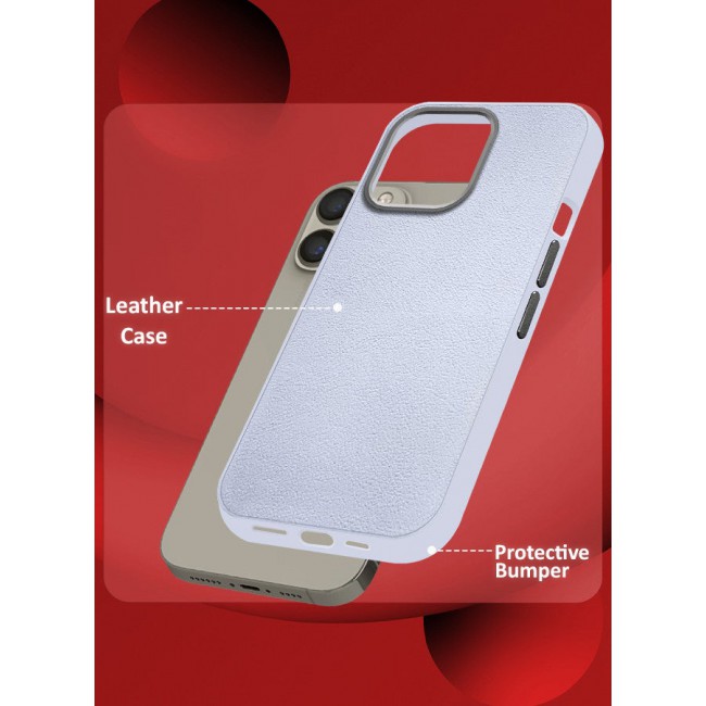 CATANES (for iPhone 15 Pro Max) Case Cover Leather Case with Lens Frame Shockproof Full Body Protective Cover Light Blue
