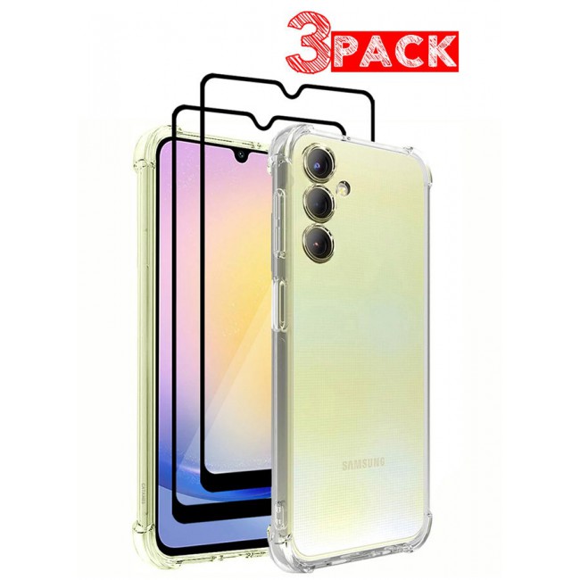 CATANES 3 Pack for Samsung Galaxy A25 5G Gorilla Case and 2 Screen Protectors Shock-Absorption Flexible Clear TPU Rubber Protective Cell Phone Cover Slim Fit Transparent Protective Case Cover
