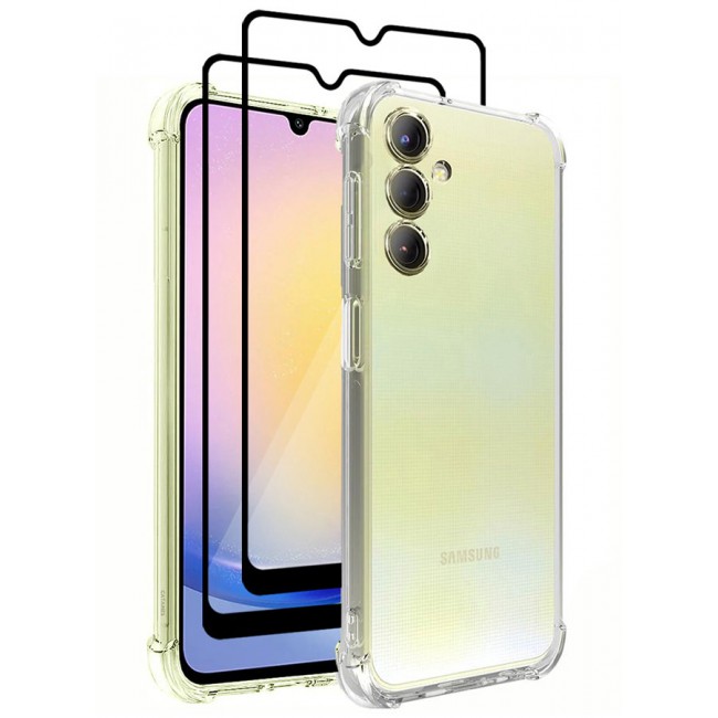 CATANES 3 Pack for Samsung Galaxy A25 5G Gorilla Case and 2 Screen Protectors Shock-Absorption Flexible Clear TPU Rubber Protective Cell Phone Cover Slim Fit Transparent Protective Case Cover
