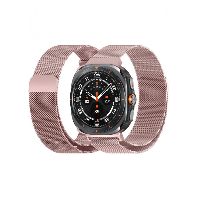 CATANES (for Samsung Galaxy Watch 7 Ultra) Milanese Loop, Metal Mesh Adjustable Strap, Magnetic Clasp Mesh Bands Stainless Steel Metal Connector Rose Gold