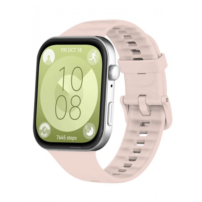 CATANES (for Watch Fit 3) Silicone Sport Band, Soft Adjustable Sport Breathable Replacement Watch Strap Loop /Sand Pink