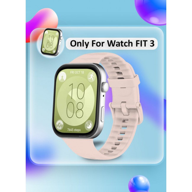 CATANES (for Watch Fit 3) Silicone Sport Band, Soft Adjustable Sport Breathable Replacement Watch Strap Loop /Sand Pink