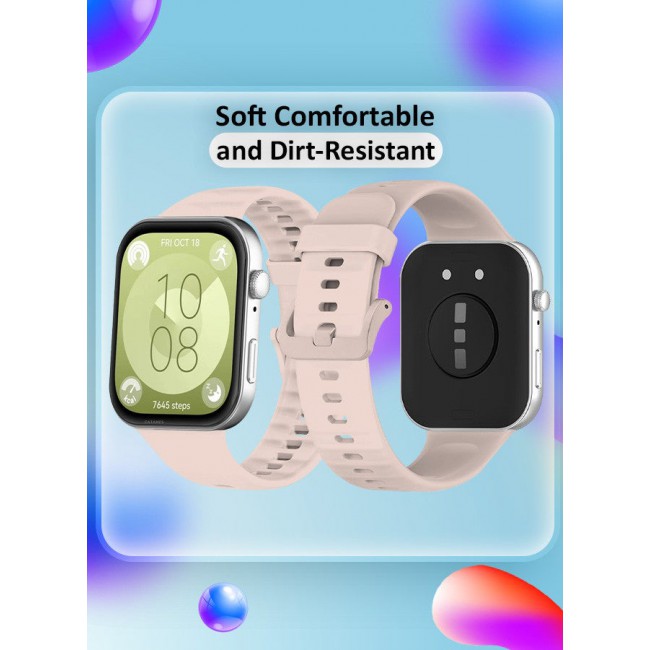 CATANES (for Watch Fit 3) Silicone Sport Band, Soft Adjustable Sport Breathable Replacement Watch Strap Loop /Sand Pink