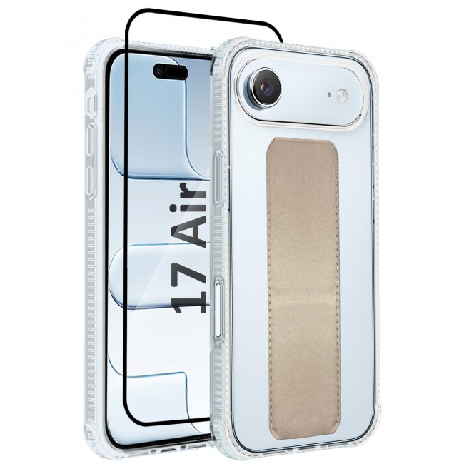 CATANES 2 Packs Finger Grip Clear Case Cover for iPhone 17 Air- Kickstand Car Magnetic Holder Multi-function Protective Two-in-one Case with 3D Screen Protector - Golden