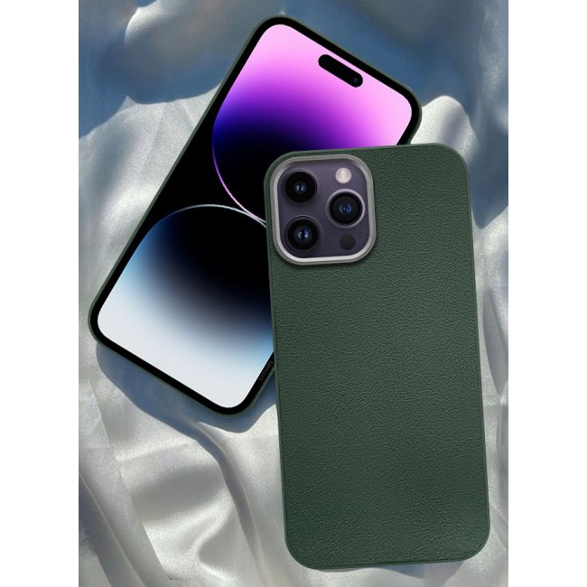 CATANES (for iPhone 14 Pro Max) Case Cover Leather Case with Lens Frame Shockproof Full Body Protective Cover Green