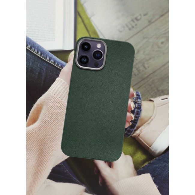 CATANES (for iPhone 14 Pro Max) Case Cover Leather Case with Lens Frame Shockproof Full Body Protective Cover Green