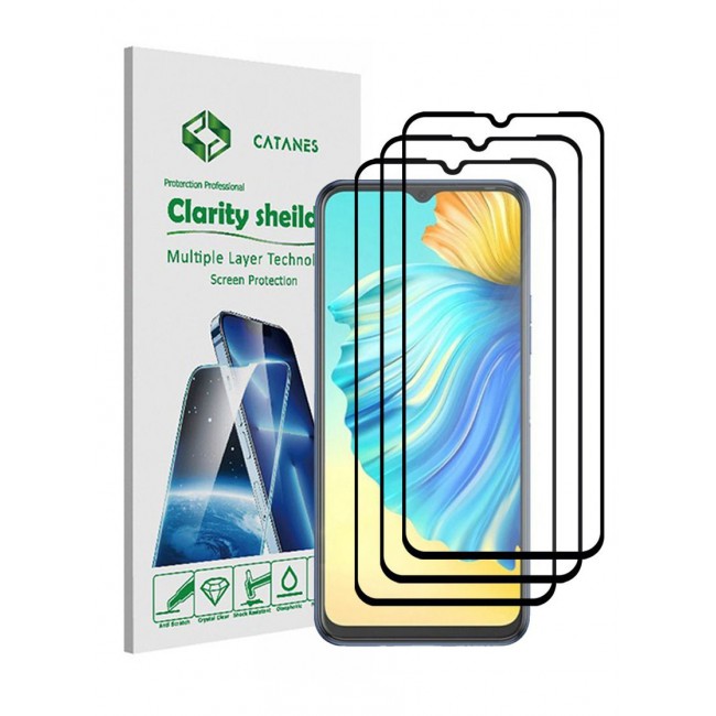 CATANES 3 pack Tecno Spark 8P 4G Screen Protector Tempered Glass Full Glue Black side
