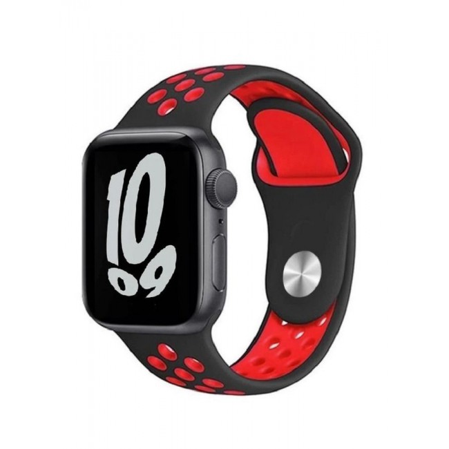 CATANES Apple Watch 45mm / 44mm / 42mm Band Silicone Strap Sport Wrist Band Replacement Smart Watch Band Black/Red