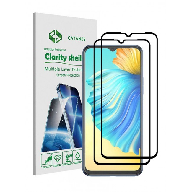 CATANES 2 pack Tecno Spark 8P 4G Screen Protector Tempered Glass Full Glue Black side