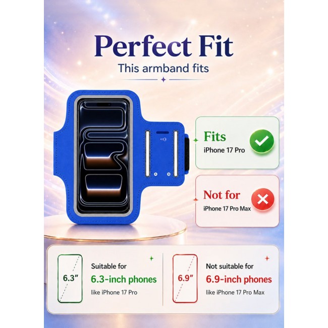 MARGOUN Sports Running Armband Case Compatible with iPhone 17 Pro – Water-Resistant Fitness Wristband Pouch for Gym, Workouts, Jogging with Key Holder and Reflective Strip
