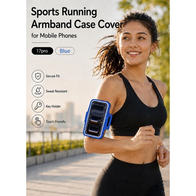 MARGOUN Sports Running Armband Case Compatible with iPhone 17 Pro – Water-Resistant Fitness Wristband Pouch for Gym, Workouts, Jogging with Key Holder and Reflective Strip
