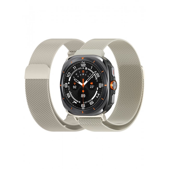 CATANES (for Samsung Galaxy Watch 7 Ultra) Milanese Loop, Metal Mesh Adjustable Strap, Magnetic Clasp Mesh Bands Stainless Steel Metal Connector Champing Gold