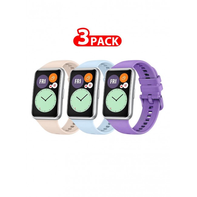 CATANES 3 Pack For Huawei Watch Fit 2 Silicone Bracelet Replacement Strap Multicolour 1(Only Compatible with Huawei Watch Fit 2)
