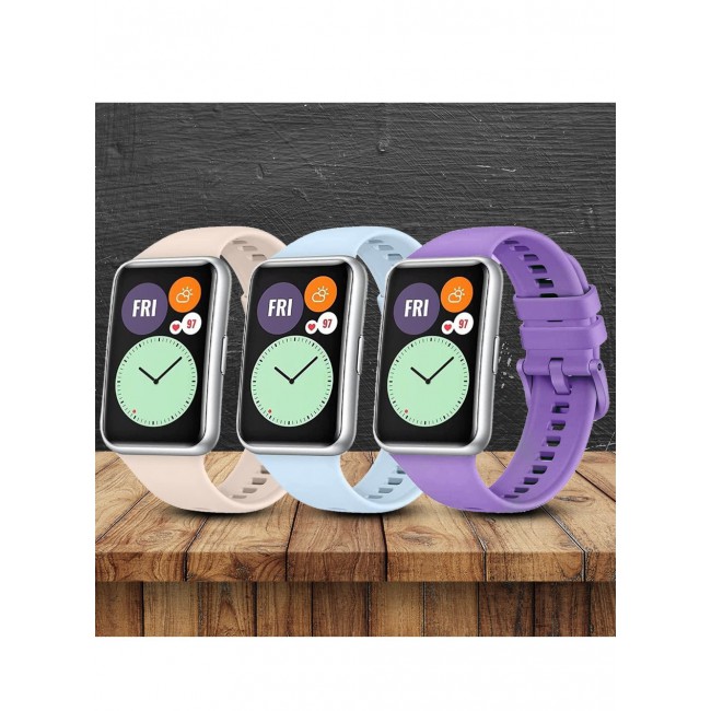 CATANES 3 Pack For Huawei Watch Fit 2 Silicone Bracelet Replacement Strap Multicolour 1(Only Compatible with Huawei Watch Fit 2)