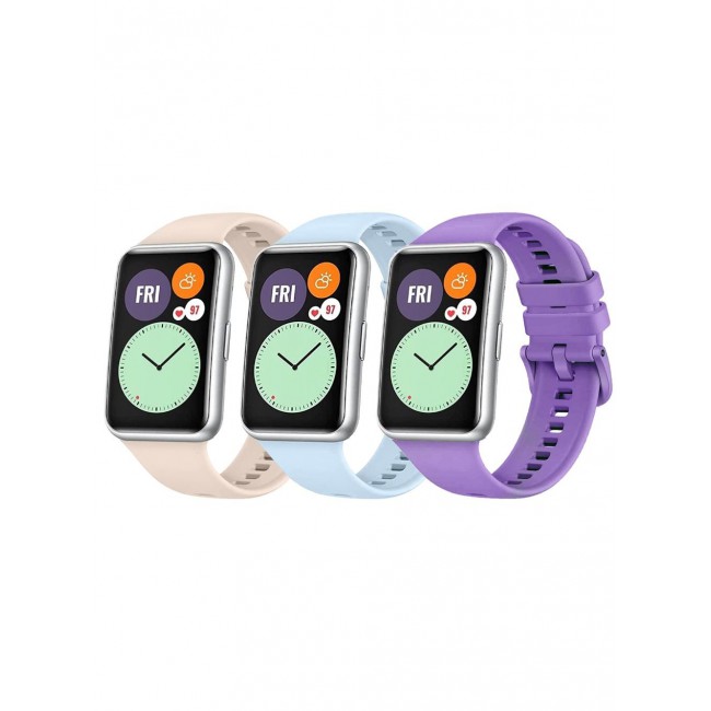 CATANES 3 Pack For Huawei Watch Fit 2 Silicone Bracelet Replacement Strap Multicolour 1(Only Compatible with Huawei Watch Fit 2)