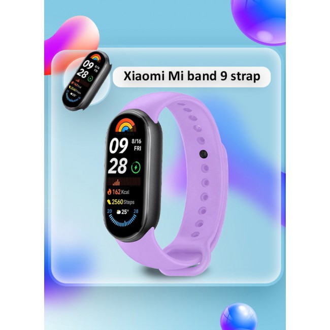 CATANES (for Mi Band 8 and 9) Strap Soft Silicone Replacement Sport Wristband for Xiaomi Mi Band 8 and 9 Watch Band Accessories for Women Men Purple